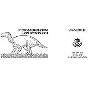 Proa dinosaur on commemorative postmark of Spain 2016