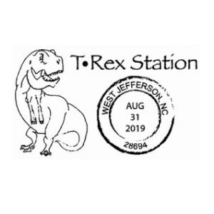 Tyrannosaurus rex on postmark of USA 2019
