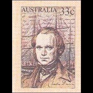 Charles Darwin on imprinted stamp Australia 1986