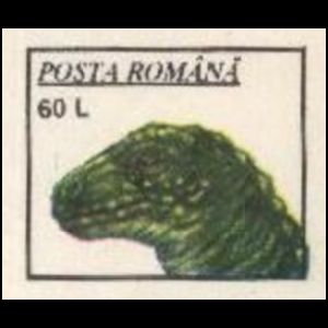 Iguanodon on imprinted stamp from Postal Stationary of Romania 199
