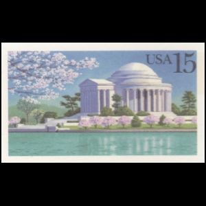 Jefferson memorial on imprinted stamp from Postal Stationary of USA  1989