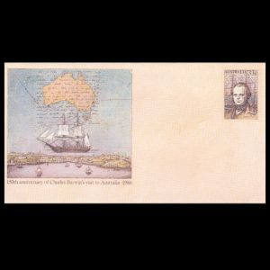Charles Darwin on imprinted stamps of Australian postal stationery 1986