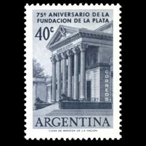 La Plata museum, Smilodon statue on stamp of Argentina 1958