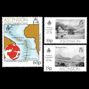 Continental drift on stamp of Ascension islands 1980