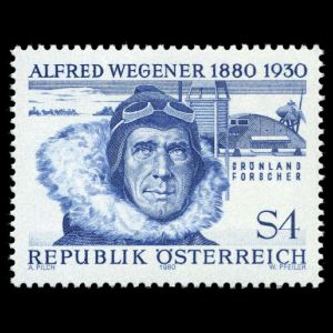 Alfred Wegener on stamp of Austria 1980