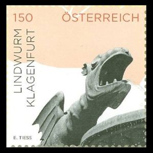 the dragon of Klagenfurt on stamp of Austria 2015
