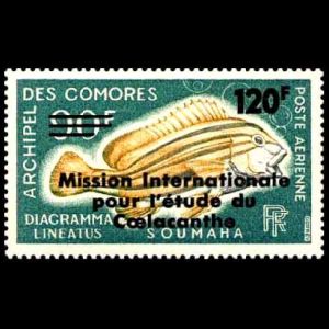 Latimeria chalumnae fish on stamps of  Comor islands 1973