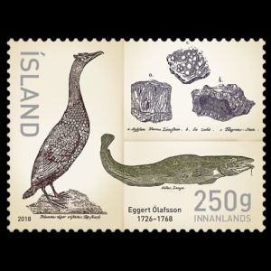 Stones and minerals on stamp of Iceland 2018