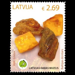 Amber on stamp of Latvia 2020