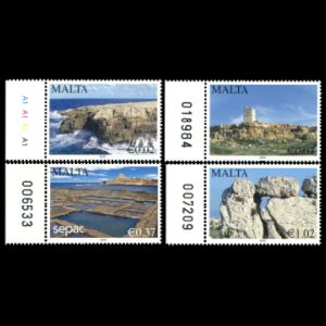 Fossils found places on stamp of Malta 2009
