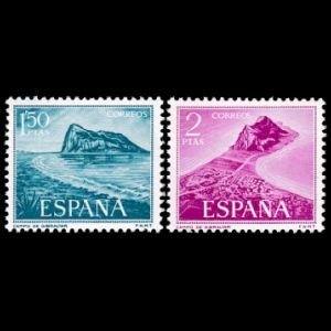 The Rock of Gibraltar - Natural fossil found place - on stamps of Spain 1969