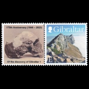 Neandertal skull on personalized stamps of Gibraltar 2023