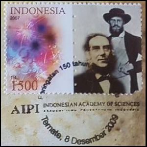 Alfred Russel Wallace on personalized stamp of Indonesia 2009