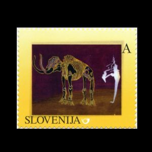 Mammoth from Nevlje by Kamnik on personalized stamp of Slovenia 2013