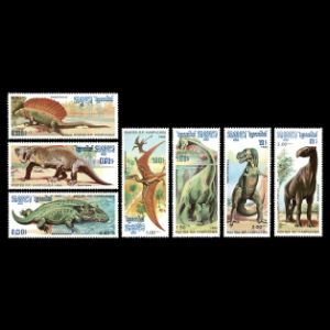 dinosaurs and prehistoric animals on stamps of Cambodia 1986