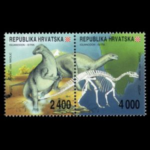 Iguanodon dinosaur on stamps of Croatia 1995