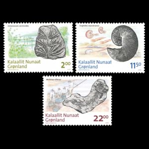 fossils of prehistoric animals and plants on stamps of Greenland 2009