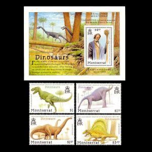 dinosaurs and Richard Owen on stamps of Montserrat 1992