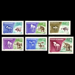 prehistoric mammals on stamps of Romania 1966