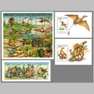 prehistoric animals, dinosaurs on stamps of Sierra Leone 1995
