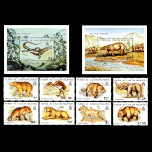 Dinosaurs on stamps of Turkey Turks and Caicos islands 1991