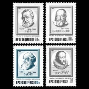 Charles Darwin among other famous personalities on stamps of Albania 1987