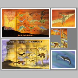 Dinosaurs and prehistoric mammals on stamps of Antigua and Barbuda 1999