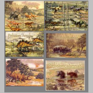 Prehistoric animals on stamps of Antigua 2005