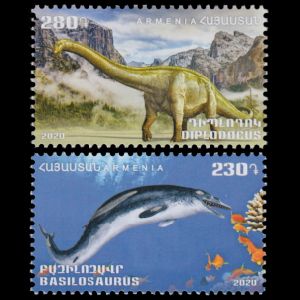 Diplodocus and Basilosaurus on stamps of Armenia 2020