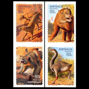 Prehistoric animals, mega fauna on self-adhesive stamps of Australia 2008