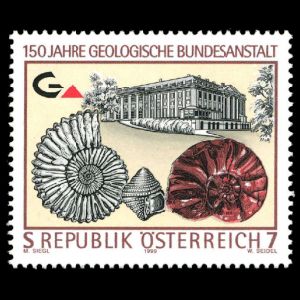 Ammonite on stamp of Austria 1999