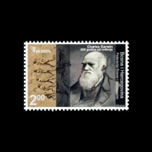 Charles darwin on stamps of Bosnia from 2009