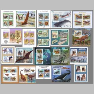 Prehistoric animals on stamps of Central African Republic 2021