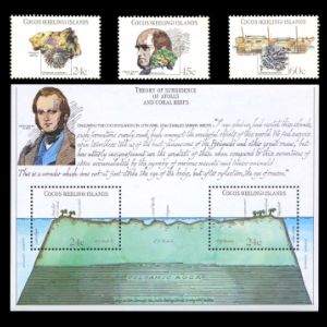 Charles Darwin on stamps of Cocos island 1981