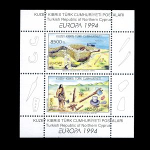 prehistoric human on stamps of North Cyprus 1994