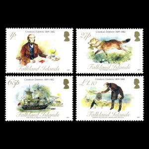 stamps shows Darwin's visit on Falkland Islands