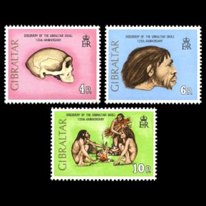 Neanderthals on stamps of Gibraltar 1973