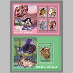 minerals and fossil on stamps of , Carriacou & Petite Martinique 2014