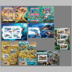 Dinosaurs on stamps of Guinea 2015