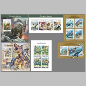 Prehistoric animals on stamps of Guinea 2018
