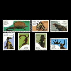 prehistoric animals, dinosaurs on stamps of Guinea Bissau 1989