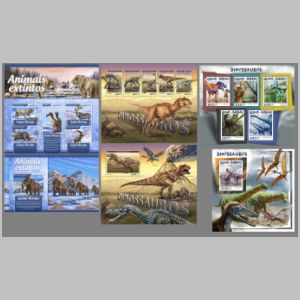 Dinosaurs and prehistoric animals on stamps of Guinea Bissau 2017