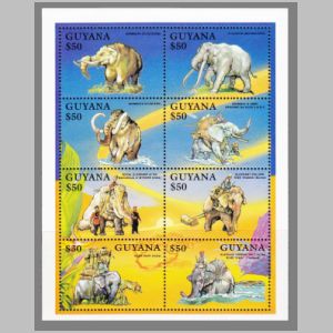 Prehistoric animals on stamps of Guyana 1992