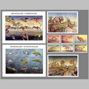  Dinosaurs and other prehistoric animals on stamps
						of Guyana 1998