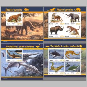 Dinosaurs and other prehistoric animals on stamps of Liberia 2021