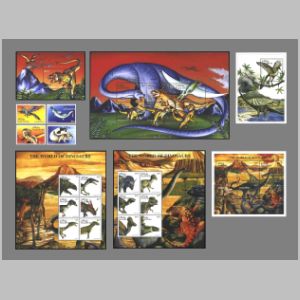 Dinosaurs and other prehistoric animals on stamp of Maldives 1997