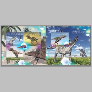 Dinosaurs on stamp of Maldives 2014