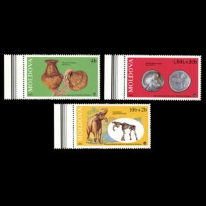 Dinotherium ad other Exhibits from the National Ethnographic Museum on stamp of Moldova 1995