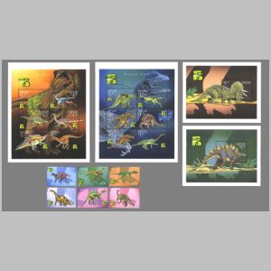 Dinosaurs and prehistoric animals on stamps of Nevis 1999