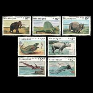 prehistoric animals on stamps of Nicaragua 1987